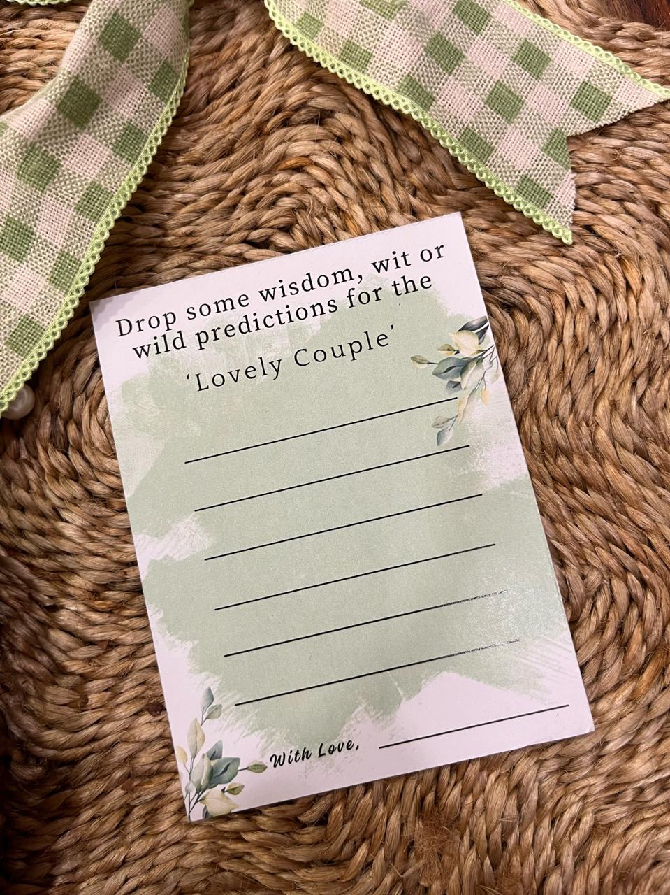 Wisdom, Wit or Prediction Cards for the Couple (Floral Theme)