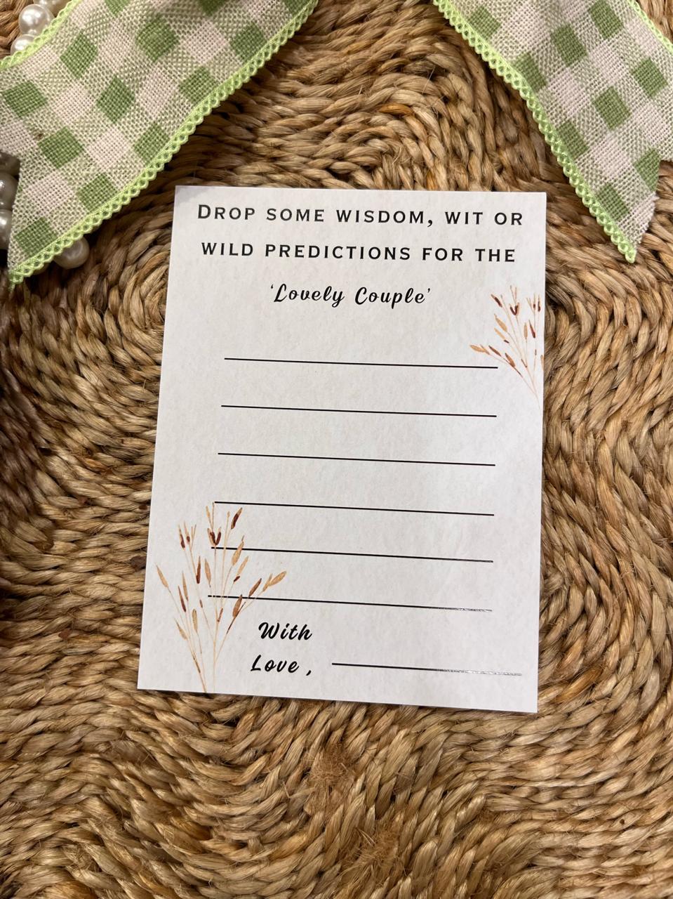 Wisdom, Wit or Prediction Cards for the Couple (Boho Theme)