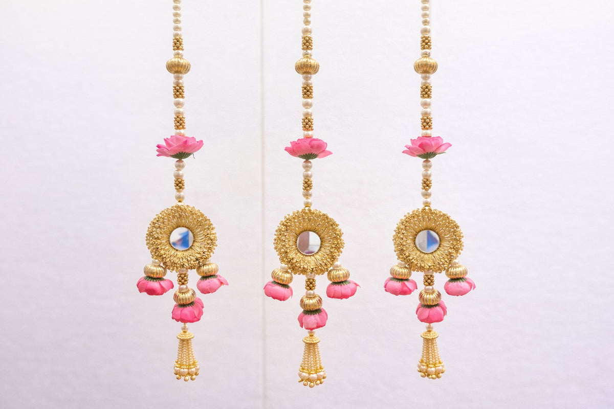 Pink Rose and Mirror Tassels