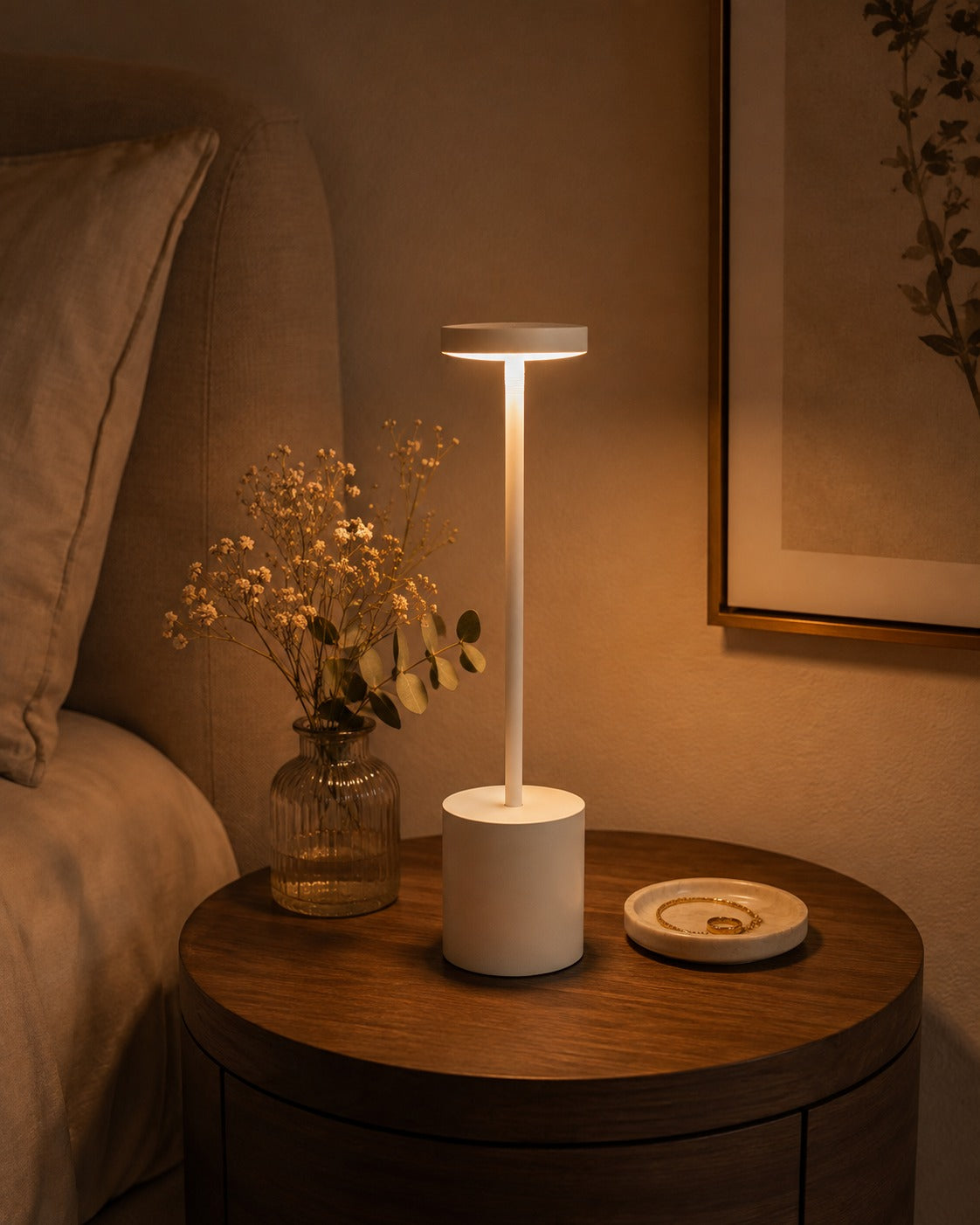 Cordless LED Table Lamp – Rechargeable Touch Lamp with Dimming & 3 Colour Modes (White)