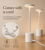 Cordless LED Table Lamp – Rechargeable Touch Lamp with Dimming & 3 Colour Modes (White)