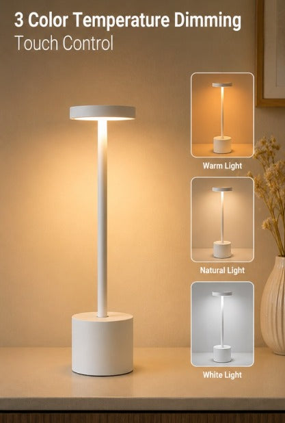 Cordless LED Table Lamp – Rechargeable Touch Lamp with Dimming & 3 Colour Modes (White)