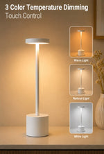 Cordless LED Table Lamp – Rechargeable Touch Lamp with Dimming & 3 Colour Modes (White)