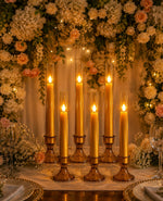 Flameless Gold Taper Candles with Remote & Timer – Battery LED Candles (Set of 6)