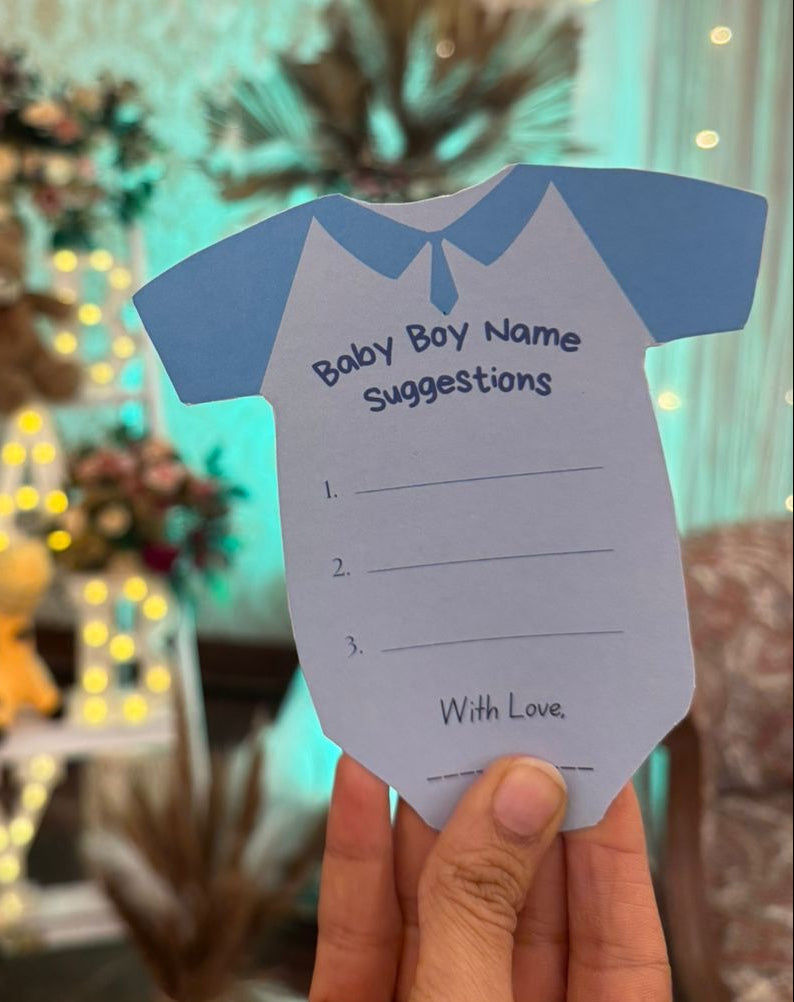 Name Suggestion Cards (Romper Shape, Blue and Pink)