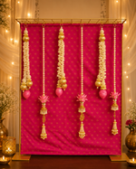 Pink Brocade Cloth With Pearl Tassels