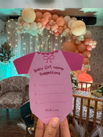 Name Suggestion Cards (Romper Shape, Blue and Pink)