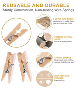 Mini Wooden Clips and Jute Rope