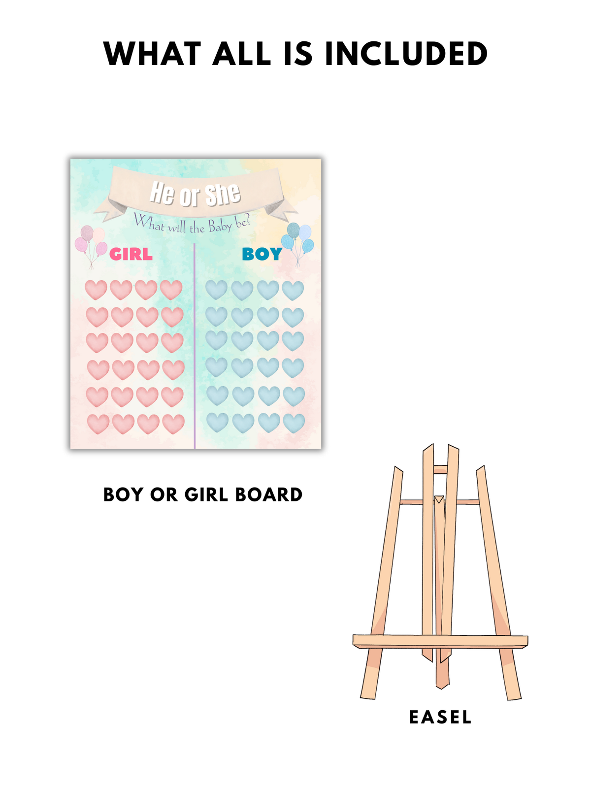 What will it be, Girl or Boy? Board (Hearts)