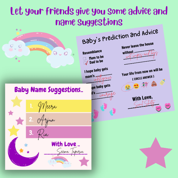 Baby Name Suggestion and Baby Prediction and Advice Cards - The Decor Cycle