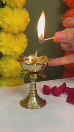 Lotus Brass Diya for Pooja