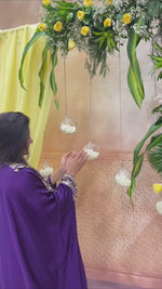 Butter Yellow Drape and Glass Balls Decor Set