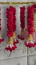 Pink Tassels and Bell Pooja Decor Set