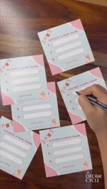 Baby Name Suggestions and Baby Advice And Prediction Cards, Blue and Pink Theme