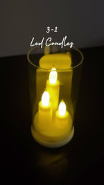 3 in 1 Flame LED Candle with Glass Cover